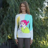 Girl Singing Line Art Women's Rash Guard